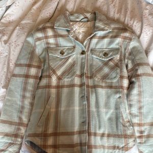plaid puffer button up